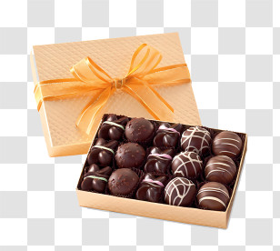 Chocolate - Box Of Chocolates With Ribbon For Special Occasions Transparent PNG