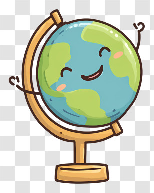 Cartoon Earth Globe - Happy Globe Cartoon Transparent PNG