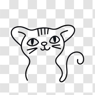 Hand Drawn Cat - Simple Cat Drawing Transparent PNG