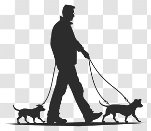 Dog Silhouette - Silhouette Of Man Walking Two Dogs Transparent PNG