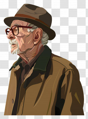 Old Man - Old Man With Hat And Glasses Transparent PNG