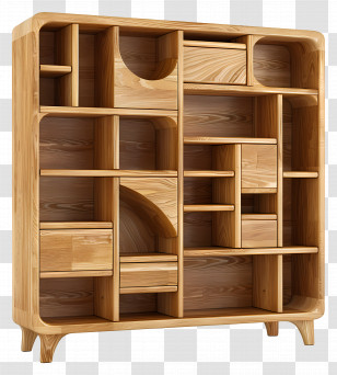 Wooden Cabinet - Modern Wooden Shelf Organizer Transparent PNG
