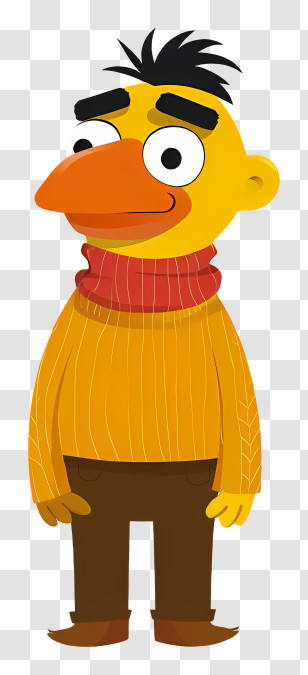 Cartoon Character - Yellow Cartoon Character With Scarf Transparent PNG
