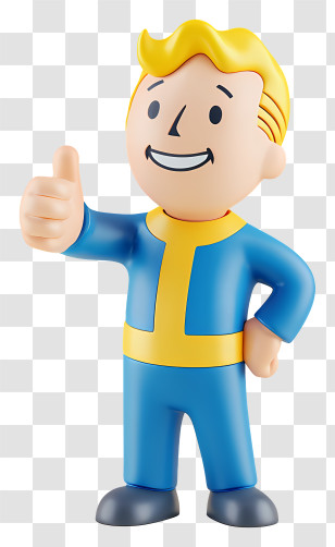 Vault Boy - Blonde Cartoon Thumbs-Up Mascot Transparent PNG