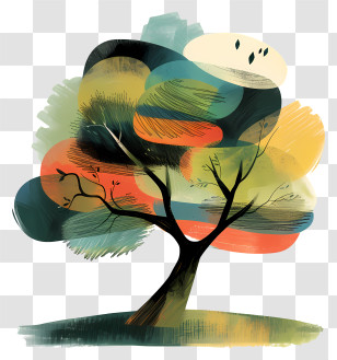 Whimsical Tree - Stylized Abstract Tree With Vibrant Colors Transparent PNG