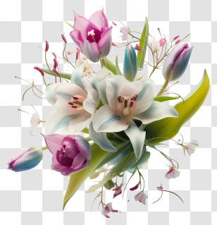 Elegant Flower Arrangement Vector Draw Design - Beautiful Flower Bouquet Transparent PNG