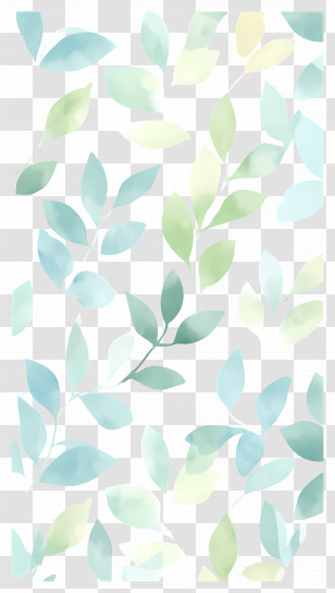 Flower Background - Soft Blue And Green Leaf Pattern Transparent PNG