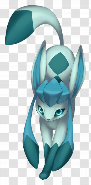 Glaceon - Blue Creature With Ears And Tail Transparent PNG