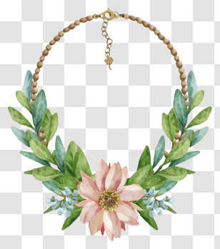 Cartoon - Beautiful Floral Necklace Watercolor Illustration Transparent PNG