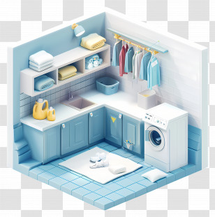 Laundry Room With Household Items - Laundry Room With Household Items And Washing Machine Transparent PNG