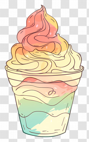 Shaved Ice - Colorful Ice Cream Cup Illustration Transparent PNG