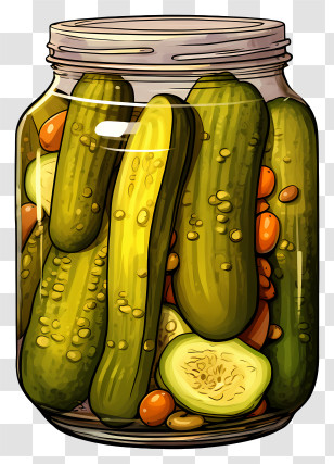 Flat Pickles - Jar Of Fresh Green Pickles Transparent PNG