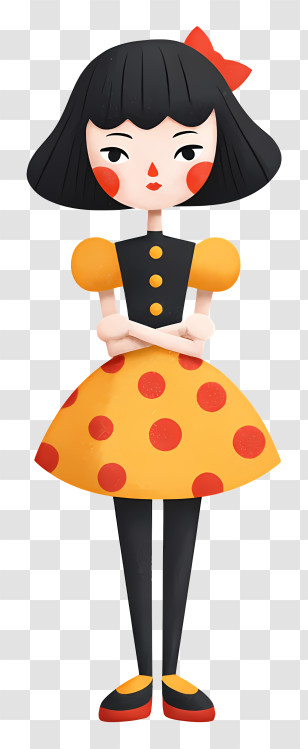 Ball Jointed Doll - Polka Dot Dress Girl Transparent PNG