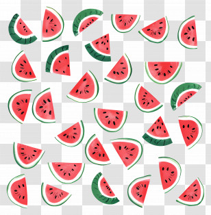 Summer Background - Illustrated Pattern Of Watermelon Slices Transparent PNG