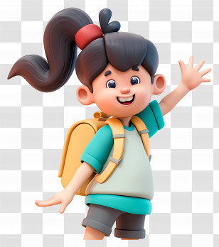 School Girl - Cartoon Girl With Backpack Transparent PNG