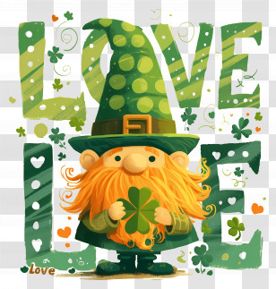 Saint Patricks Day - Leprechaun With Shamrock Transparent PNG