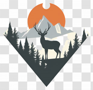 Deer Silhouette - Deer And Mountain Silhouette Illustration Transparent PNG