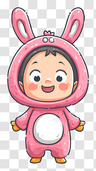 Cute Chibi Baby Monster - Child In Pink Bunny Costume Transparent PNG