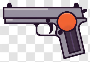 Gun - Cartoon Pistol With Orange Round Detail Transparent PNG