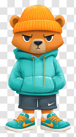Cartoon Bear - Cool Bear In Hoodie And Sneakers Transparent PNG