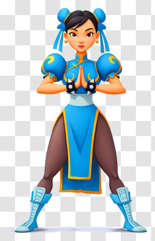 Chun Li - Martial Artist In Blue Costume Transparent PNG