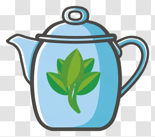 Teapot - Blue Teapot With Leaf Design Transparent PNG