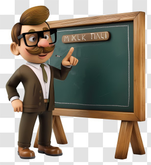 Teacher - Cartoon Teacher With Blackboard Illustration Transparent PNG