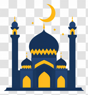 Masjid - Blue Mosque With Crescent Moon And Stars Transparent PNG