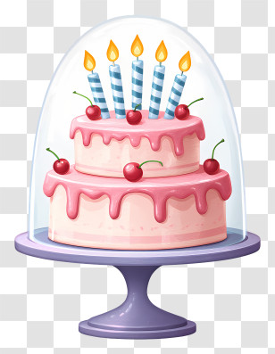 Birthday Cake - Pink Birthday Cake With Candles Transparent PNG