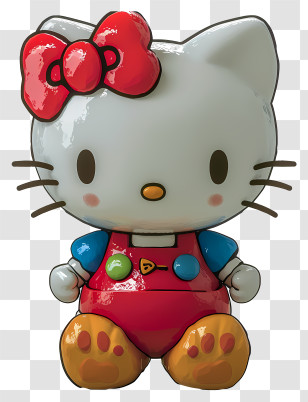 Realistic 3d Style Hello Kitty Mascot - Adorable Cartoon Cat With Playful Design Transparent PNG