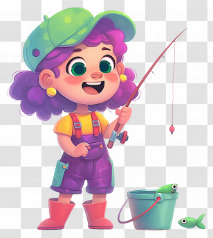 Fishing Girl - Girl With Fishing Rod Transparent PNG