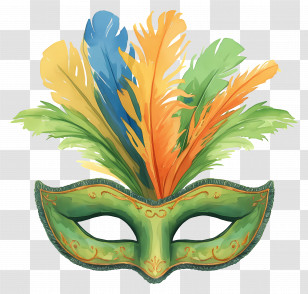 Brazilian Carnival Mask - Decorative Carnival Mask With Feathers Transparent PNG