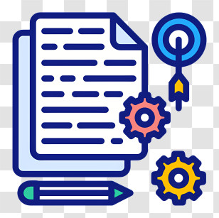 Paper Document - Document With Pencil And Gears Transparent PNG