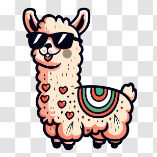 Llama - Cute Alpaca Cartoon With Sunglasses Transparent PNG