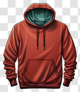 Hoodie - Red Hoodie Illustration With Pockets Transparent PNG