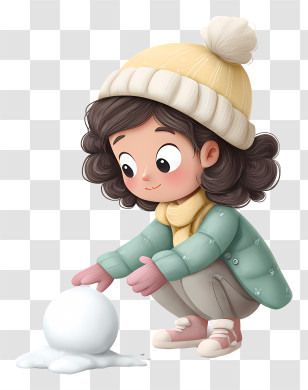 Woman Playing With Snowball - Child Building A Snowball In Winter Transparent PNG