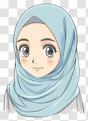 Cartoon Hijab Girl - Anime Girl Wearing A Blue Hijab Transparent PNG
