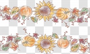Download - Maple Leaf - Hand Painted Sunflower, Pumpkin, Title Box Transparent PNG