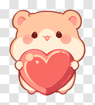Chubby Hamster With Big Heart Transparent PNG