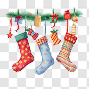 Christmas Stockings
 - Colorful Christmas Stockings With Gifts Transparent PNG