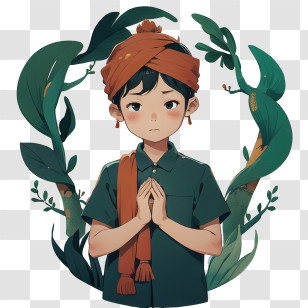 Indonesian Child
 - Boy Praying In Nature Illustration Transparent PNG