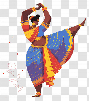 Indian Classical Dancer - Traditional Dancer In Vibrant Costume Transparent PNG