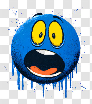 Fear Emoji - Surprised Blue Emoji With Open Mouth Transparent PNG