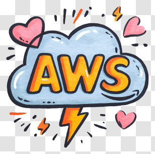 Doodle Aws Cloud - AWS Cloud With Hearts Transparent PNG