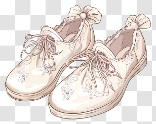 Cottage Style Shoes - White Shoes With Bow Accents Transparent PNG