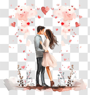 Valentine Gift For Boyfriend - Romantic Couple Watercolor Art Transparent PNG