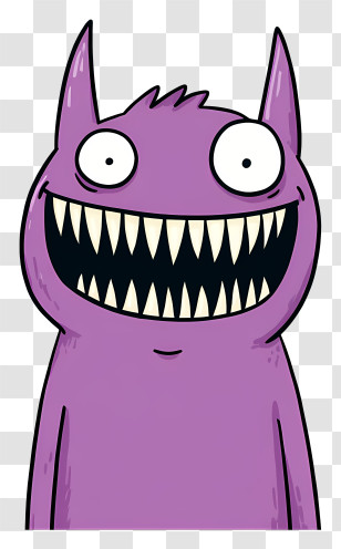 Cartoon Monster - Purple Monster With Big Smile Transparent PNG
