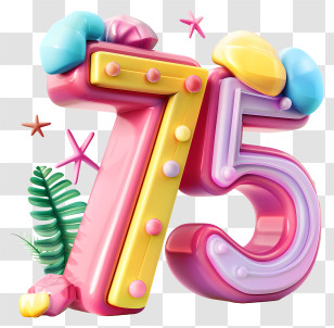 Number 75 Art - Colorful Graffiti Style Number 75 PNG