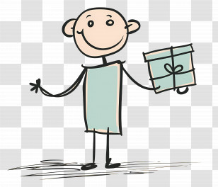 Stick Figure With Gift - Happy Stick Figure With Gift Transparent PNG