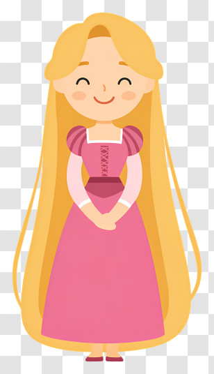 Cute Princess Rapunzel - Blonde Princess With Long Hair Transparent PNG